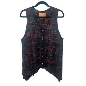 Steller Handmade Goods Wool Swedish Blanket Sweater Vest Black Red Sz M